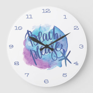 Grande Horloge Ronde Plage Veuillez Aquarelle Plage Starfish