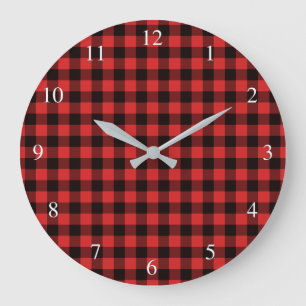 Grande Horloge Ronde Plaid de rouge de contrôle de Buffalo