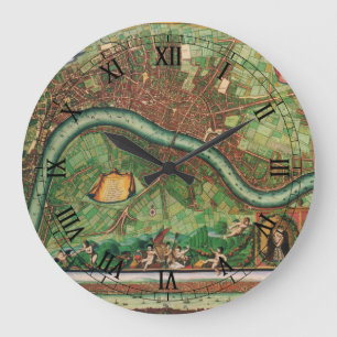 Grande Horloge Ronde Plan antique des rues de Londres par Johannes de R