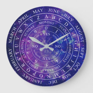 Grande Horloge Ronde Planche Pendulaire Diviser Jeu Espace pourpre