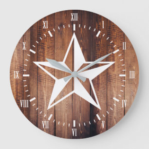 Grande Horloge Ronde Planches nautiques blanches en bois de grange