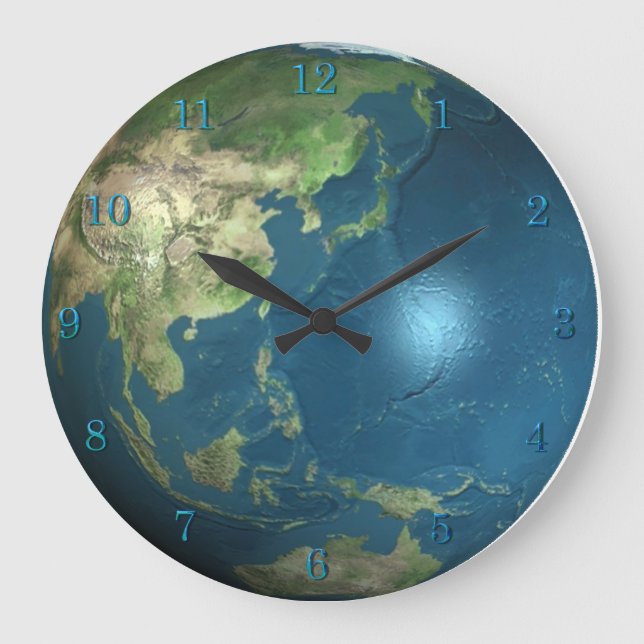 Grande Horloge Ronde Planet Earth Wall Clock (Recto)