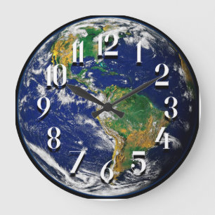 Grande Horloge Ronde Planet Earth Wall Clock