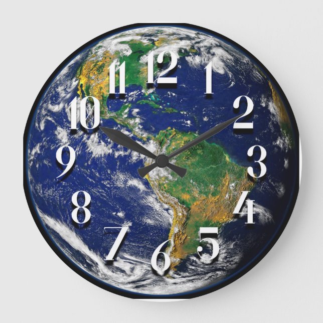 Grande Horloge Ronde Planet Earth Wall Clock (Recto)
