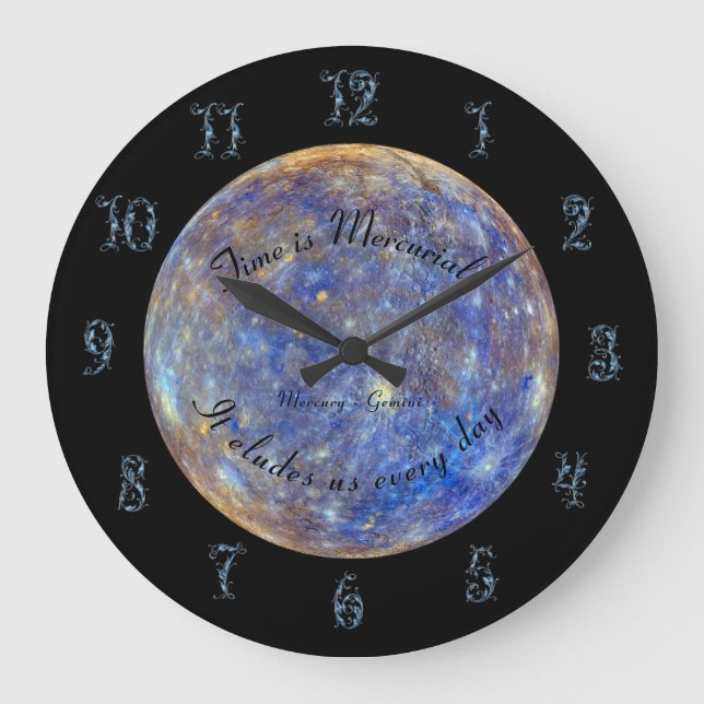 Grande Horloge Ronde Planet Mercury Astronomy Gemini Acrylic Wall Clock (Recto)