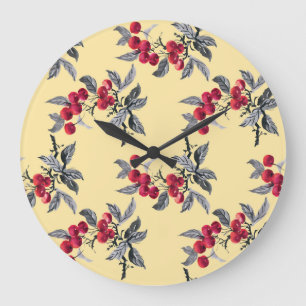 Grande Horloge Ronde Plante Rowan : Aquarelle Jaune sans couture