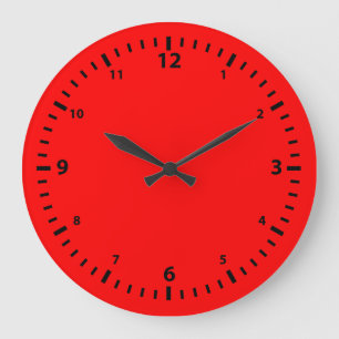 Grande Horloge Ronde Plaque de numéro noir sur fond rouge