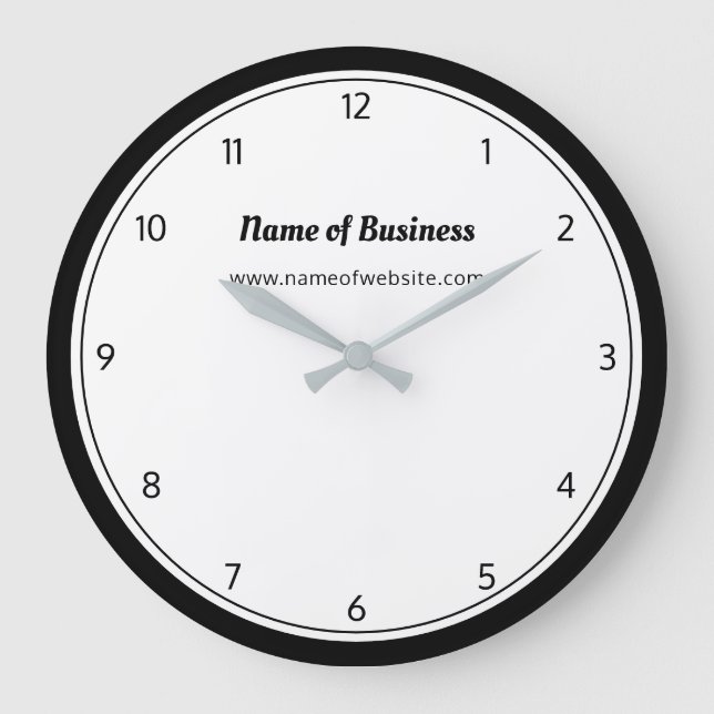 Grande Horloge Ronde Plaque moderne noire et blanche simple avec des ch (Recto)