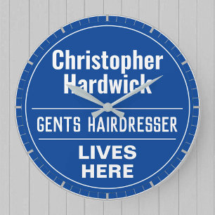 Grande Horloge Ronde Plaque murale de coiffeur pour hommes de style amu
