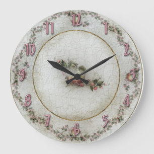 Grande Horloge Ronde Plat rose de la Chine de roses