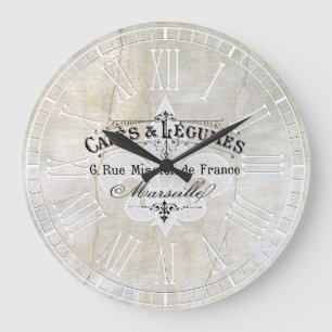 Grande Horloge Ronde plâtre de cru du café Fleur-De-lis