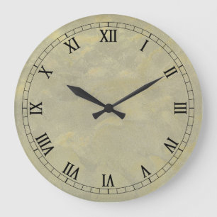 Grande Horloge Ronde Plâtre métallique Faux Finish Wallclock Roman Numé