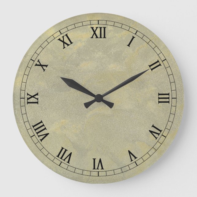 Grande Horloge Ronde Plâtre métallique Faux Finish Wallclock Roman Numé (Recto)