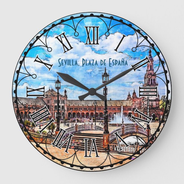 Grande Horloge Ronde Plaza de España, Séville, Espagne. (Recto)