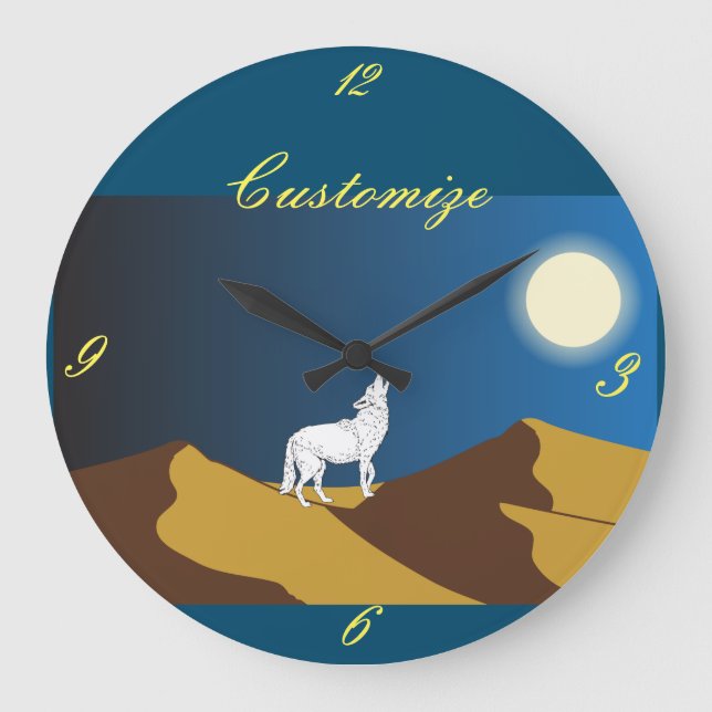 Grande Horloge Ronde Pleine lune Thunder_Cove d'hurlement de coyote de (Recto)