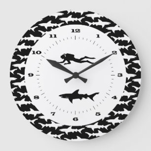 Grande Horloge Ronde Plongeur et école de requins zone de danger