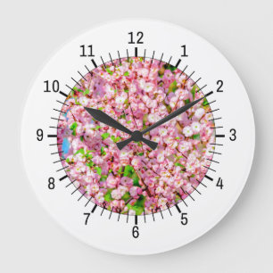 Grande Horloge Ronde Plum à fleurs