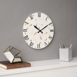 Grande Horloge Ronde Plumes Collection Boho Moderne Luxe