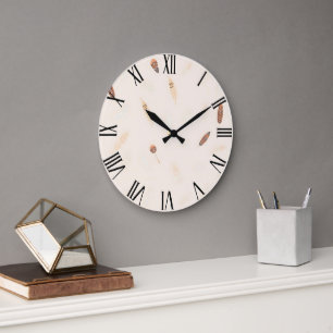 Grande Horloge Ronde Plumes Collection Boho populaire de luxe