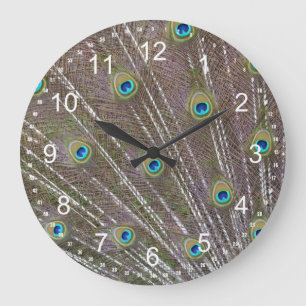 Grande Horloge Ronde Plumes de paon