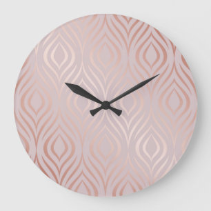 Grande Horloge Ronde plumes de paon en or rose, vintage