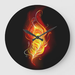 Grande Horloge Ronde Plumes de paquetage de feu