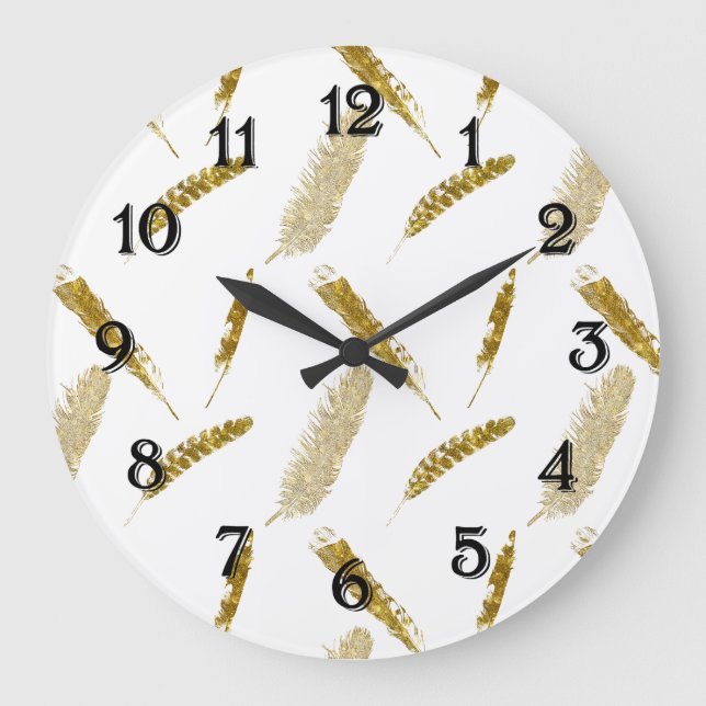 Grande Horloge Ronde Plumes dorées (Recto)