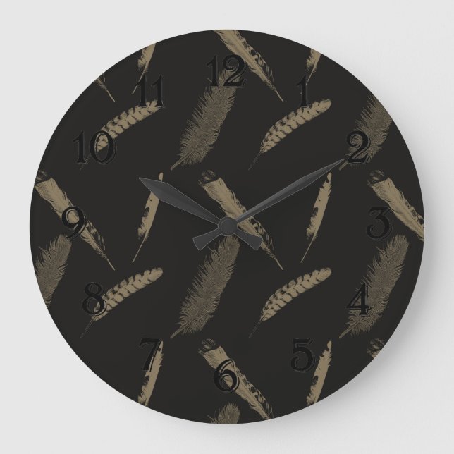 Grande Horloge Ronde Plumes dorées (Recto)