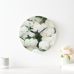 Grande Horloge Ronde Plutôt Neutre Arbustes De Mer Blanche Florales Par