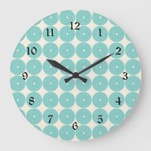 Grande Horloge Ronde Plutôt Turquoise Aqua Turquoise Blue Circles Disqu
