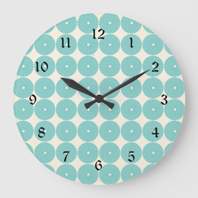 Grande Horloge Ronde Plutôt Turquoise Aqua Turquoise Blue Circles Disqu (Recto)