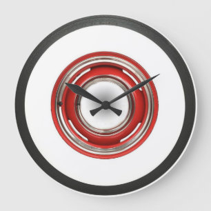 Grande Horloge Ronde Pneu de mur blanc avec ceinture rouge grande horlo