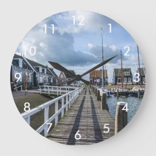 Grande Horloge Ronde Poche en bois à Marken, Pays-Bas