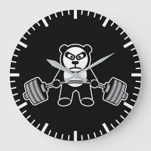 Grande Horloge Ronde Poids Levant Panda Ours Anime Dessin - Entraînemen