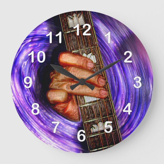 Grande Horloge Ronde Poignée de guitare violet Vortex (Recto)