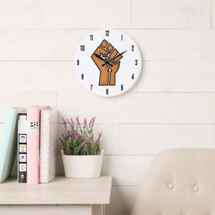 Grande Horloge Ronde poing de fierté noire unité histoire unité Africai