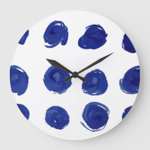 Grande Horloge Ronde Point polka, aquarelle bleu indigo.