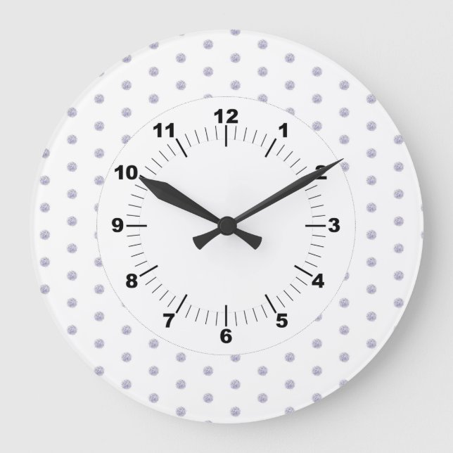 Grande Horloge Ronde Point Polka de lavande de Motif chic (Recto)