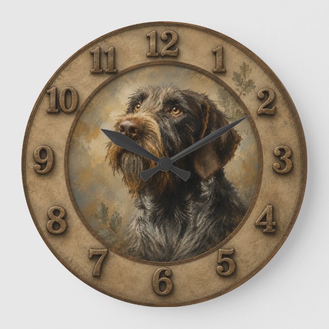 Grande Horloge Ronde Pointer à poil dur allemand (Recto)