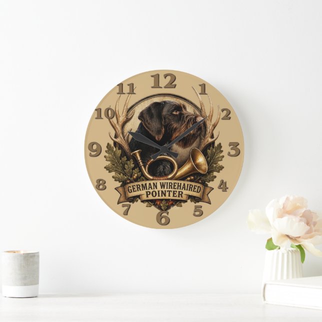 Grande Horloge Ronde Pointer allemand à poil dur (Maison)