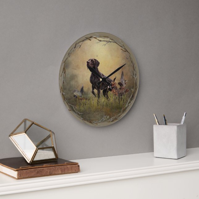 Grande Horloge Ronde Pointeur à poils courts allemand (Bureau)