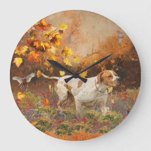 Grande Horloge Ronde Pointeur anglais, Panneau Tapisserie automne