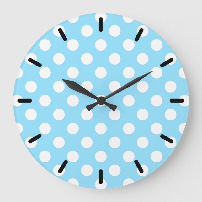 Grande Horloge Ronde Points blancs sur bleu clair (Recto)