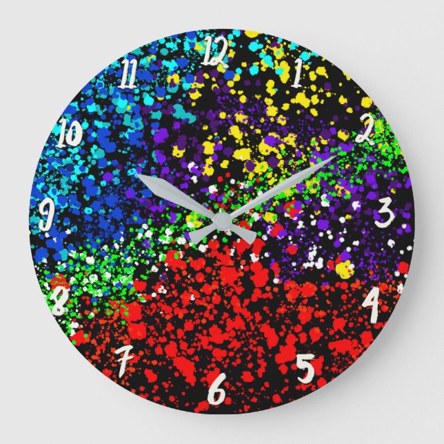 Grande Horloge Ronde Points de peinture à explosion couleur Cool modern (Recto)
