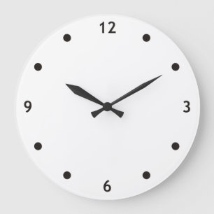 Grande Horloge Ronde Points et chiffres de l'horloge - timbre blanc