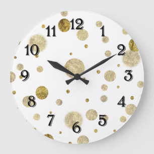 Grande Horloge Ronde Points fascinants de confettis de Bokeh d'or