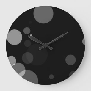 Grande Horloge Ronde Points Gris Sur Fond Noir