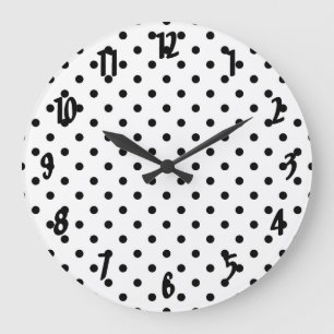 Grande Horloge Ronde points noirs sur fond blanc