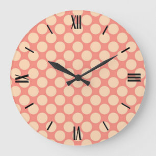 Grande Horloge Ronde Points rétro géants - Sherbet orange