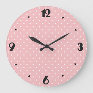 Grande Horloge Ronde Points rétro suisses - Coque rose